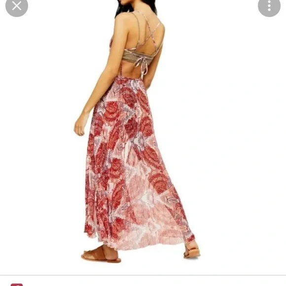 NWT Topshop paisley print cover-up chiffon maxi dress. Size 4-6. - Picture 2 of 4